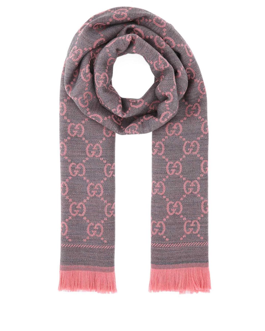 Gucci Purple Embroidered Wool Scarf