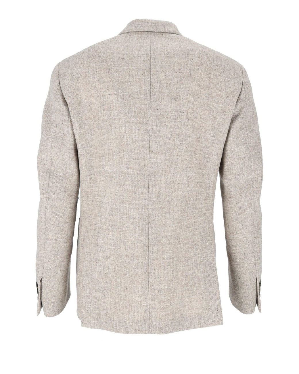 Lardini White Textured Double-Breasted Wool Jacket With Tailored Fit for men