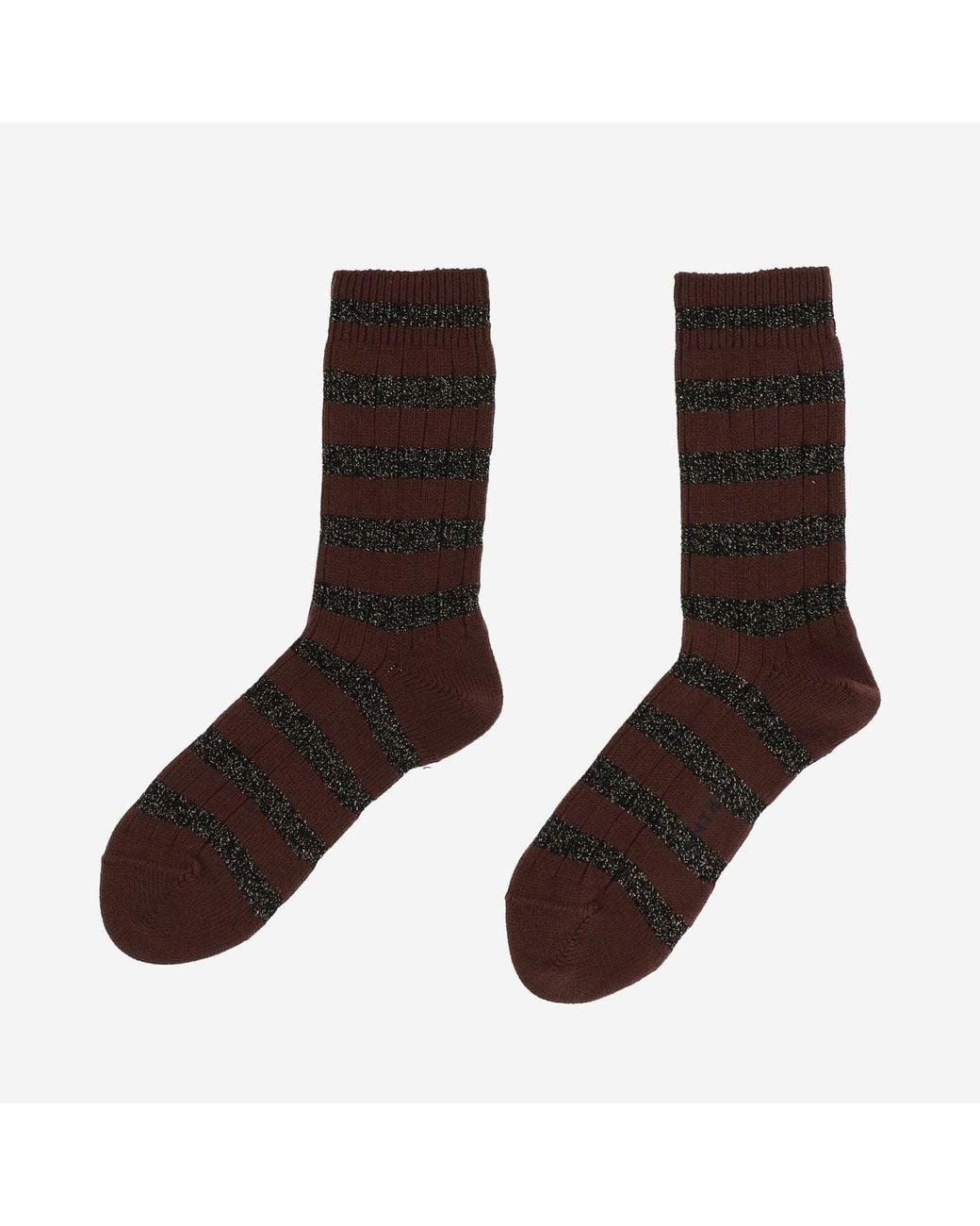 ANT45 Brown Stretch Cotton Blend Socks With A Striped Pattern