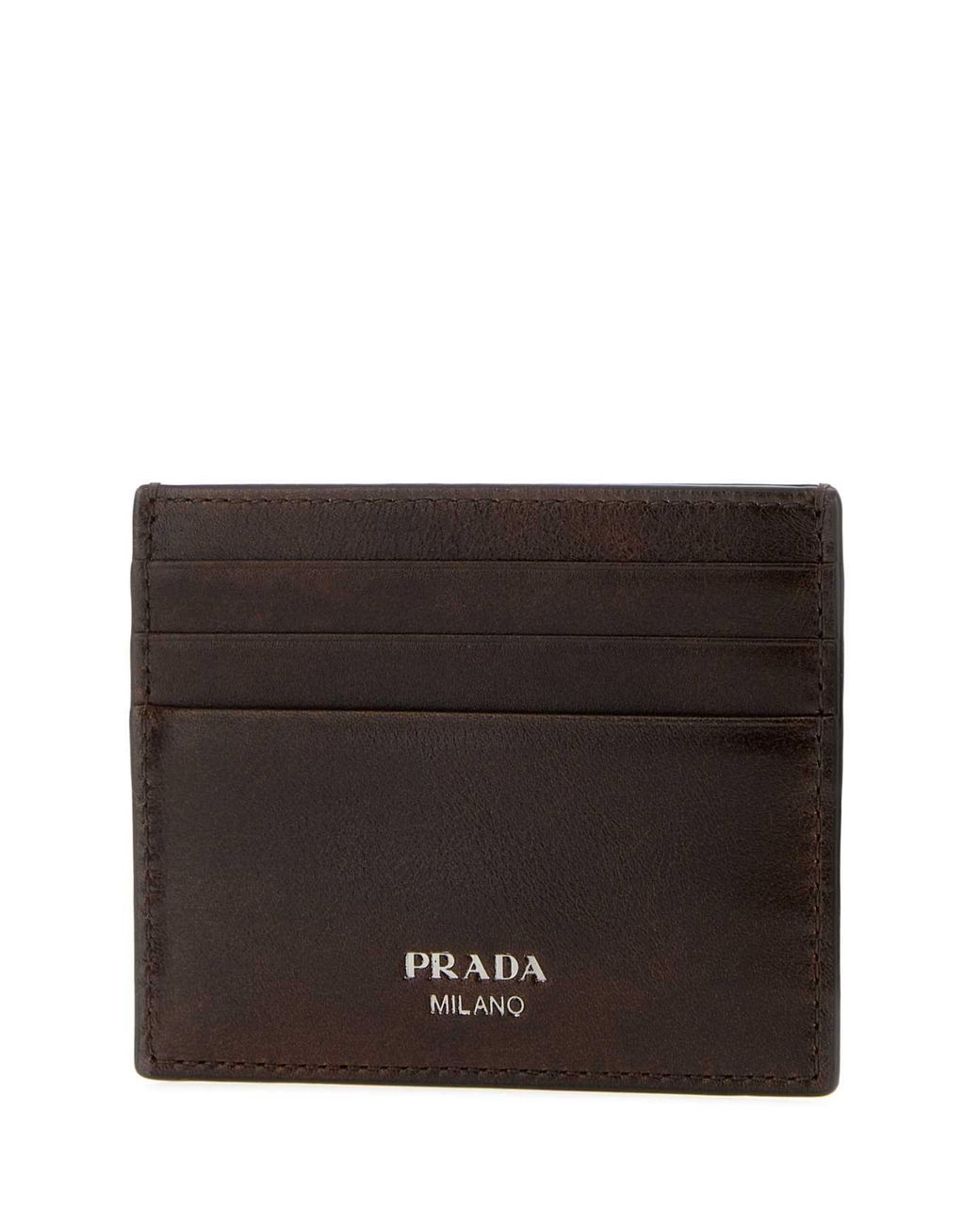 Prada Brown Chocolate Leather Card Holder for men