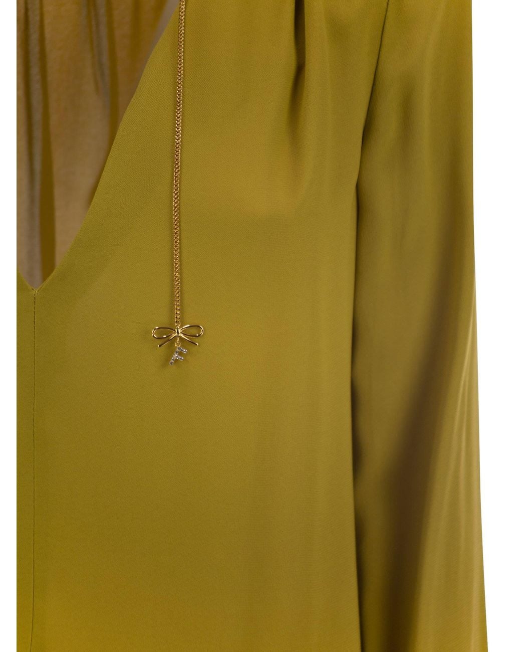 Elisabetta Franchi Green Georgette Shirt With Charms And Logo for men
