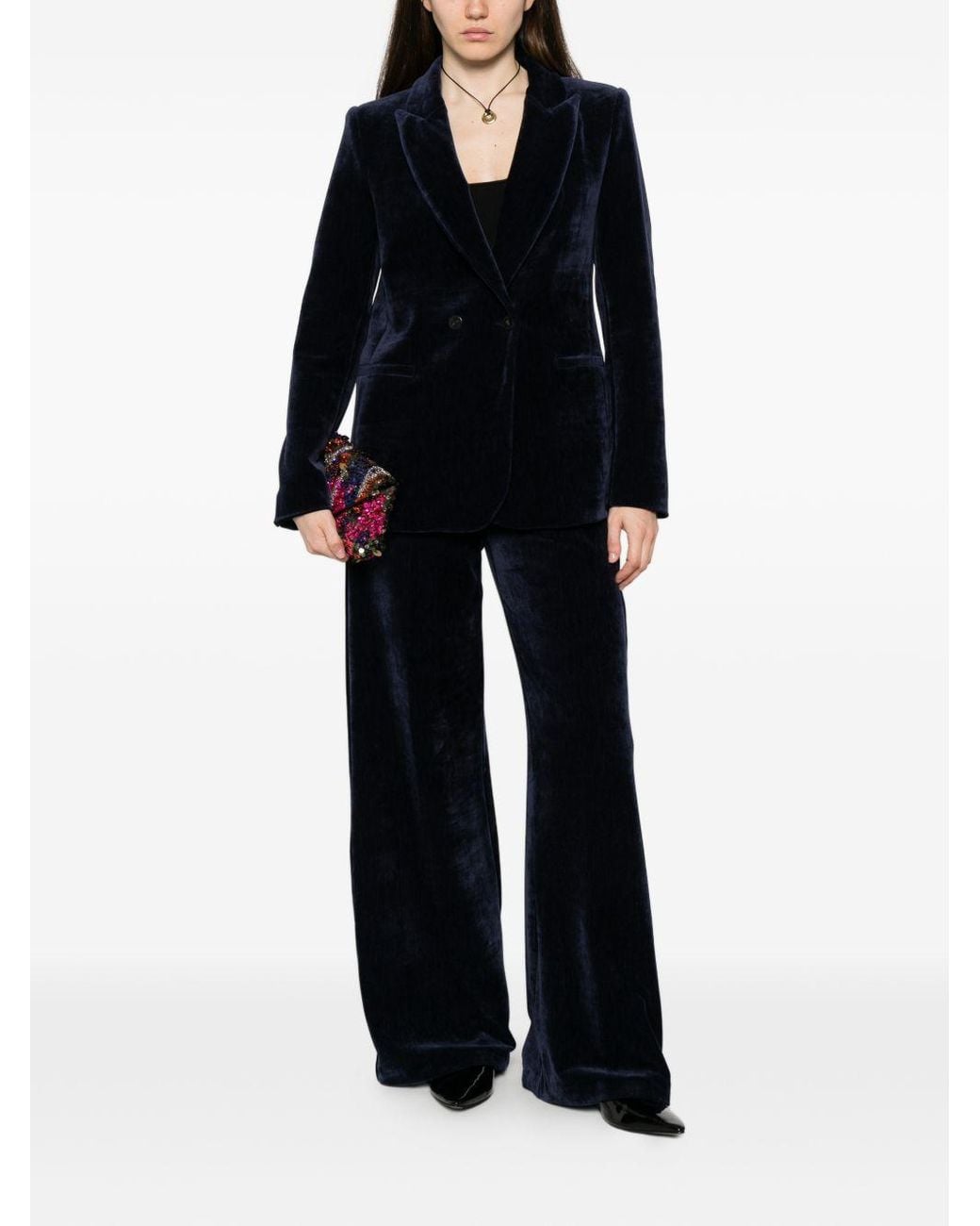 Forte_forte Blue Velvet High-Waisted Trousers