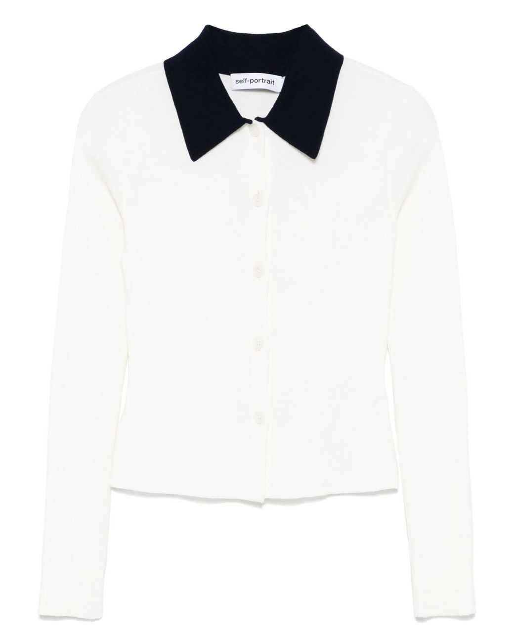 Self-Portrait White Self Portrait Cream Merino Wool Cardigan