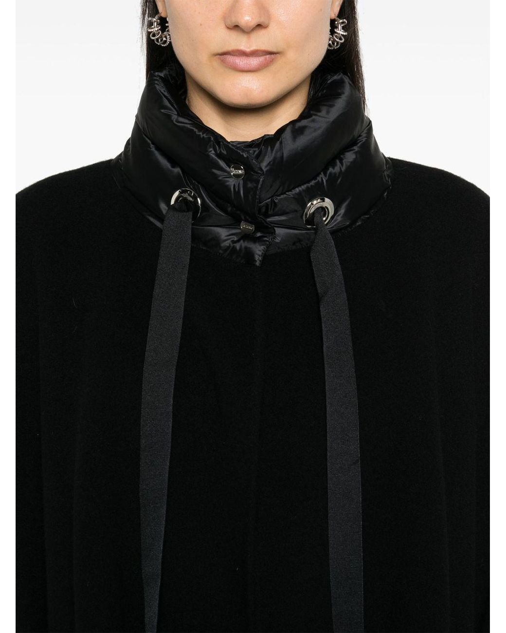 Herno Black Wool And Nylon Cape