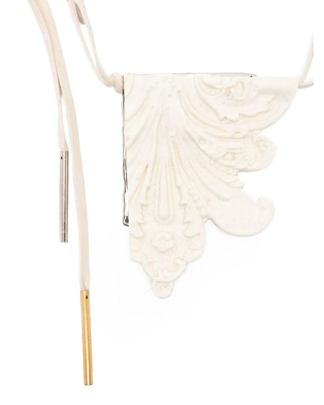 Dries Van Noten White Carved Pendant Necklace
