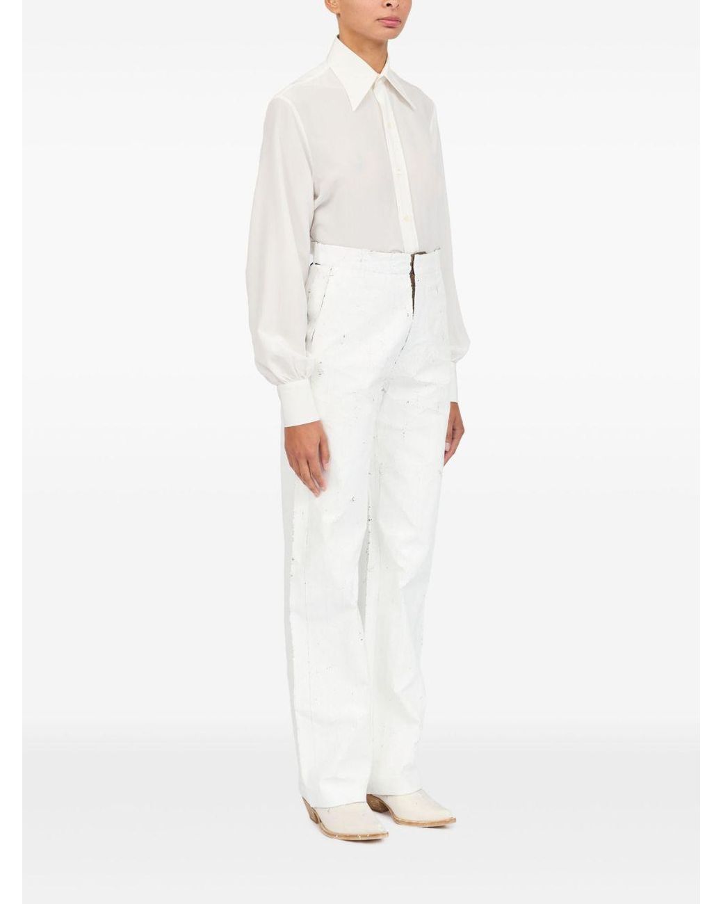 MM6 by Maison Margiela White Wax Trousers