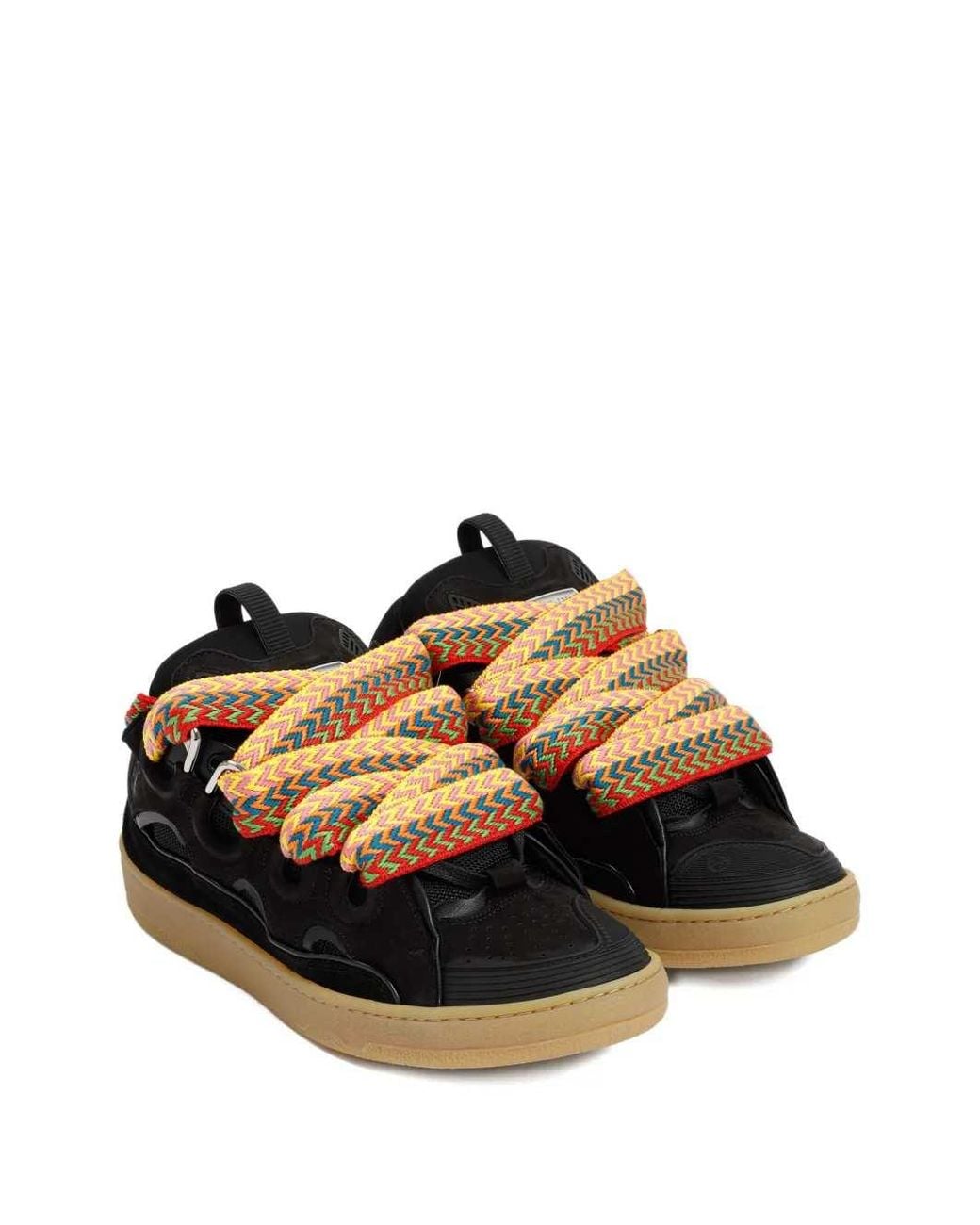 Lanvin Black Sneakers With Patterned Laces for men
