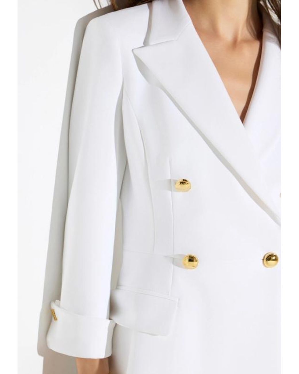 Elisabetta Franchi White Double Crepe Stretch Blazer