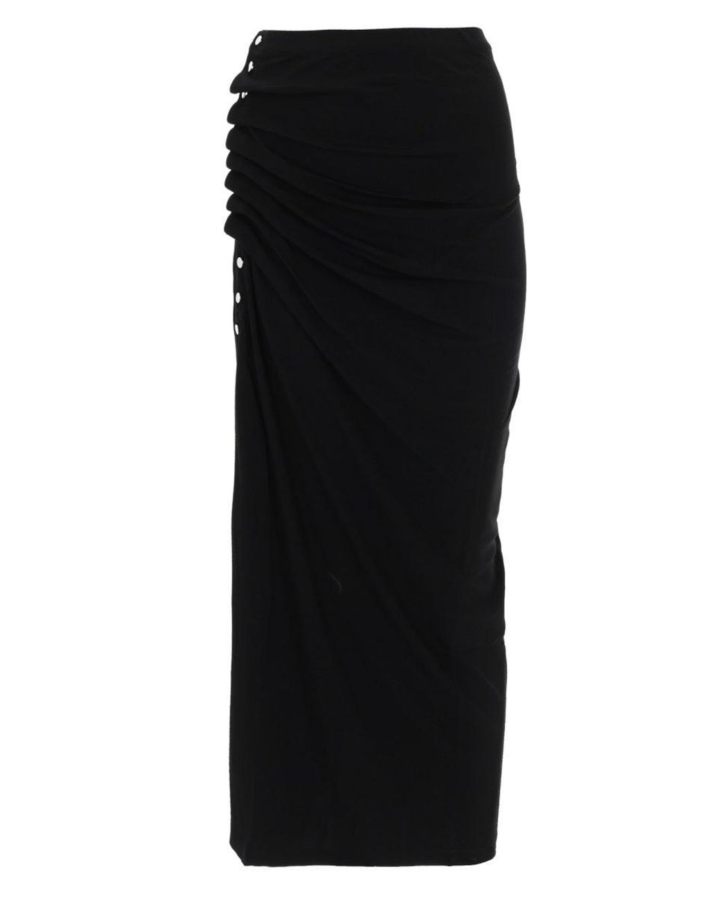 Rabanne Black Ruched Jersey Maxi Skirt