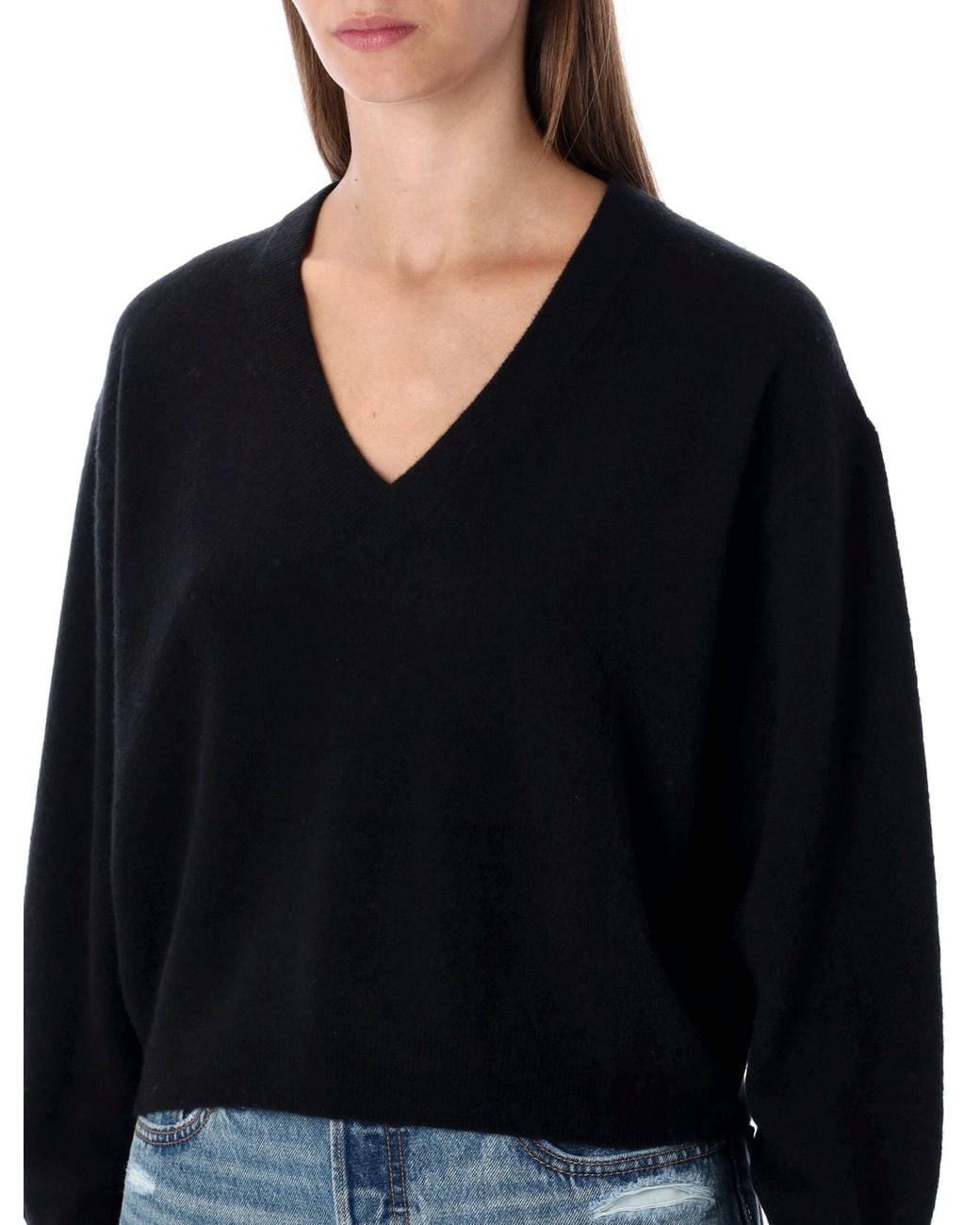 American Vintage Black Raxow Wool V-Neck Sweater