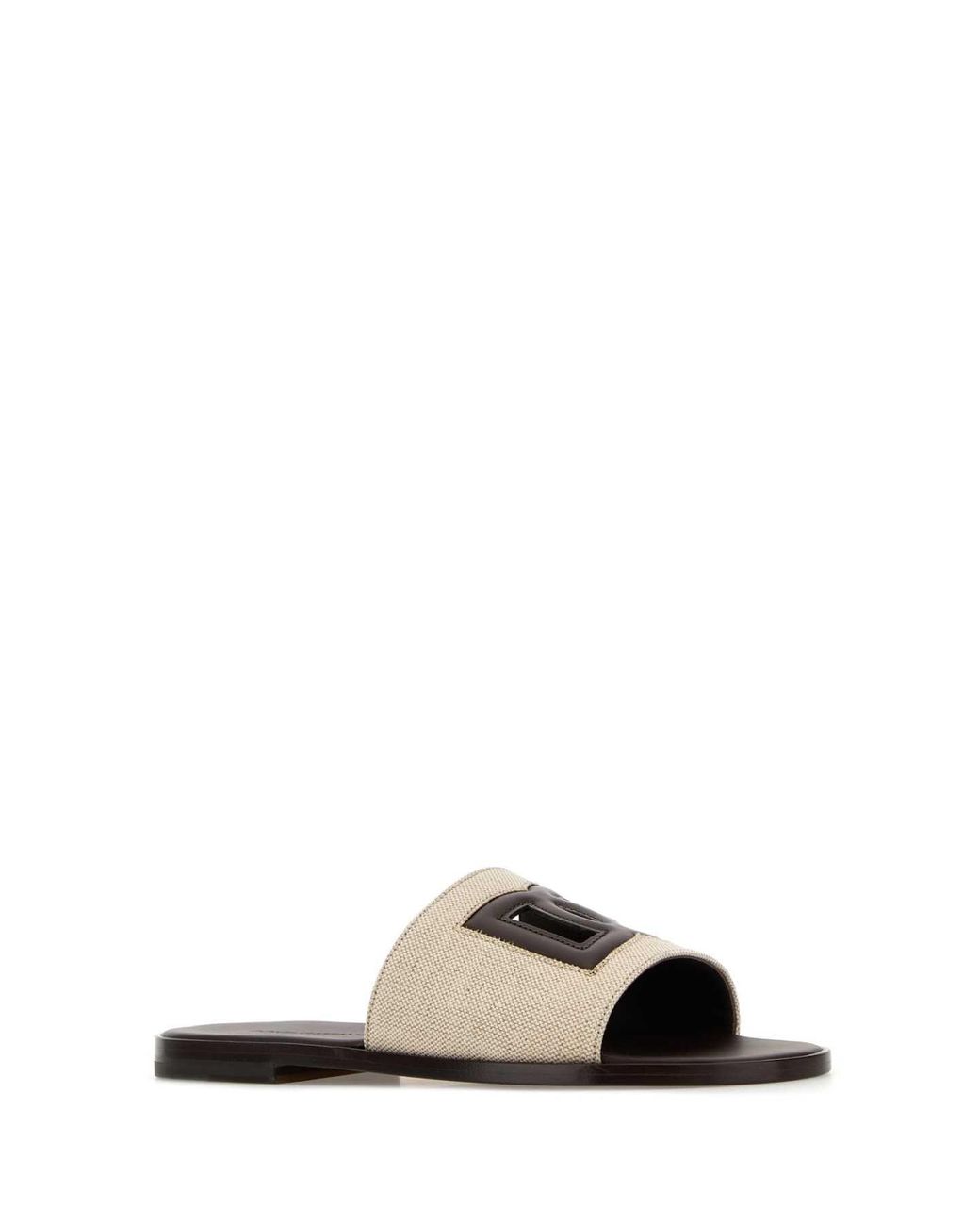 Dolce & Gabbana White Two Tone Canvas Slippers