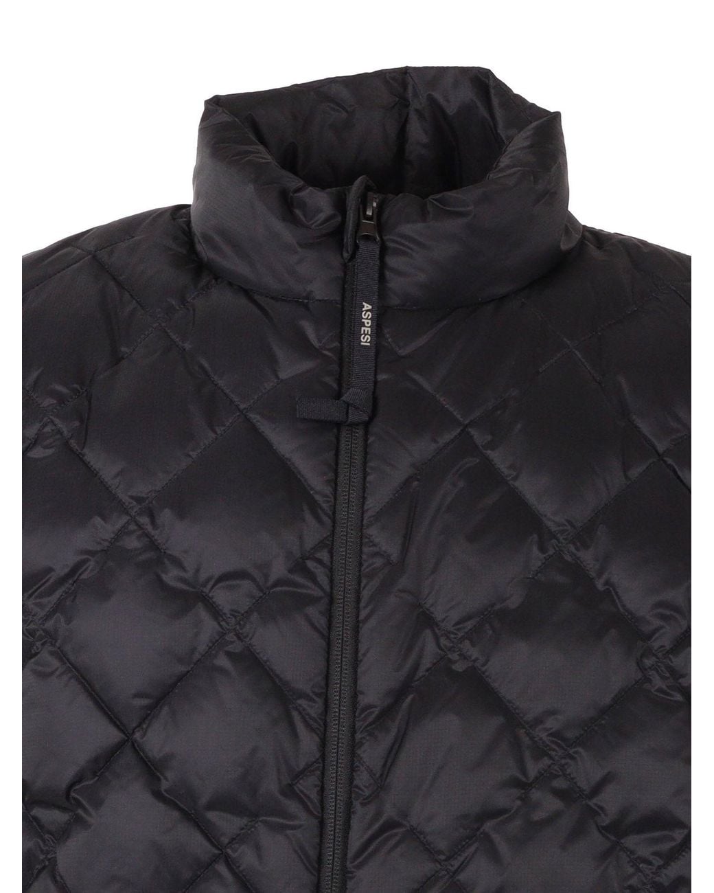Aspesi Black Minimalist Zip-Front Gilet for men