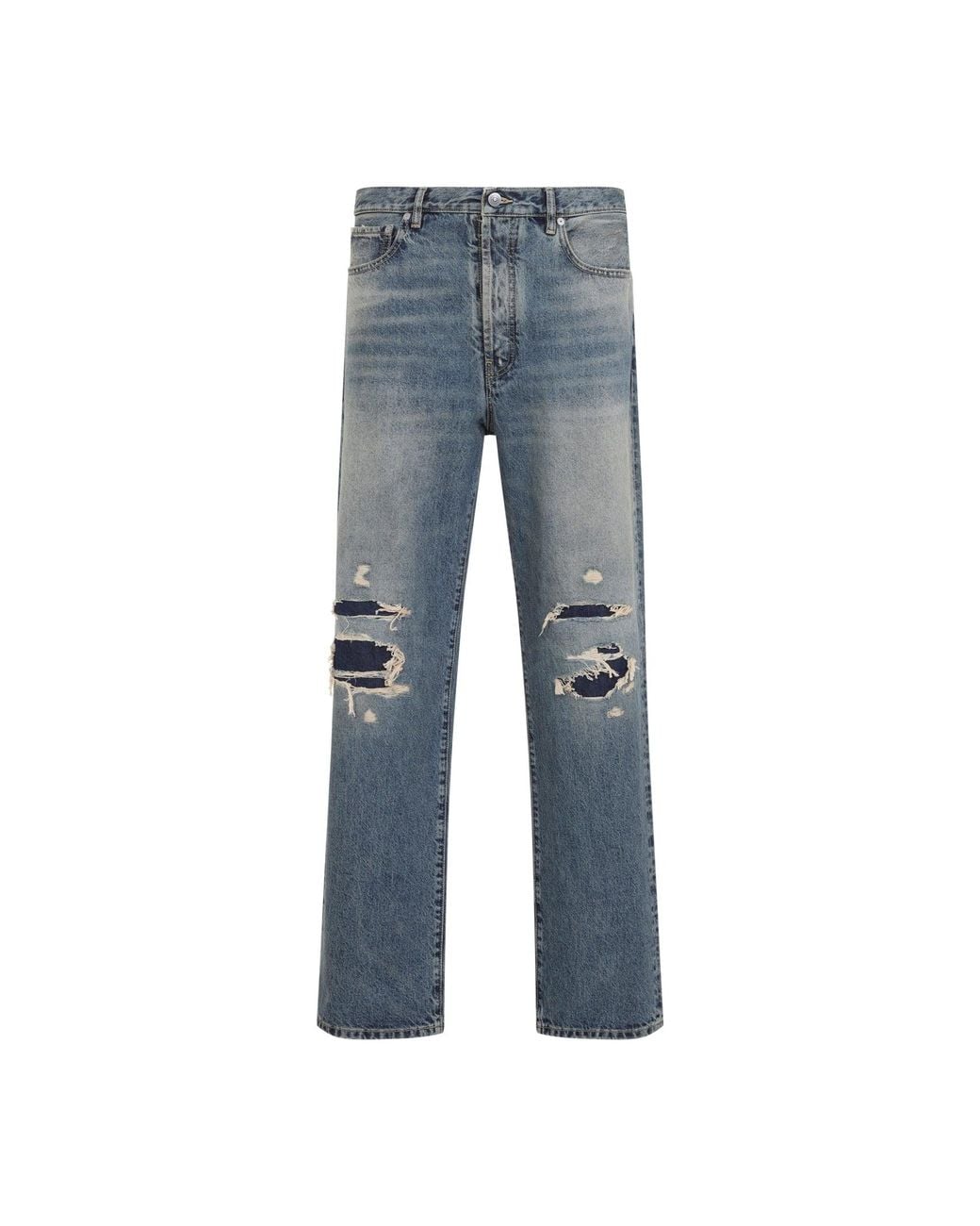 Maison Margiela Blue Distresses Denim Trousers for men