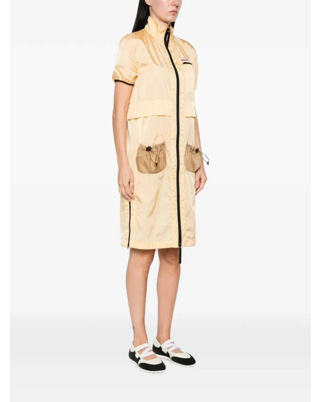 Marni Natural Zip Front Dress With Drawstring Waist