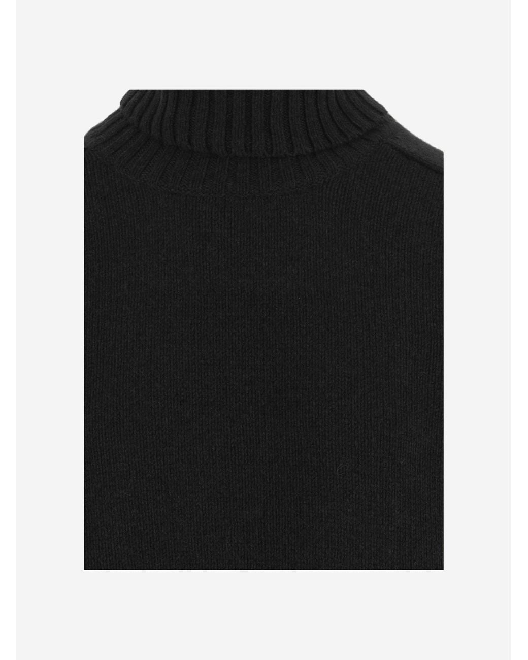 Bruno Manetti Black Turtleneck Sweater Wool And Cashmere Virgin