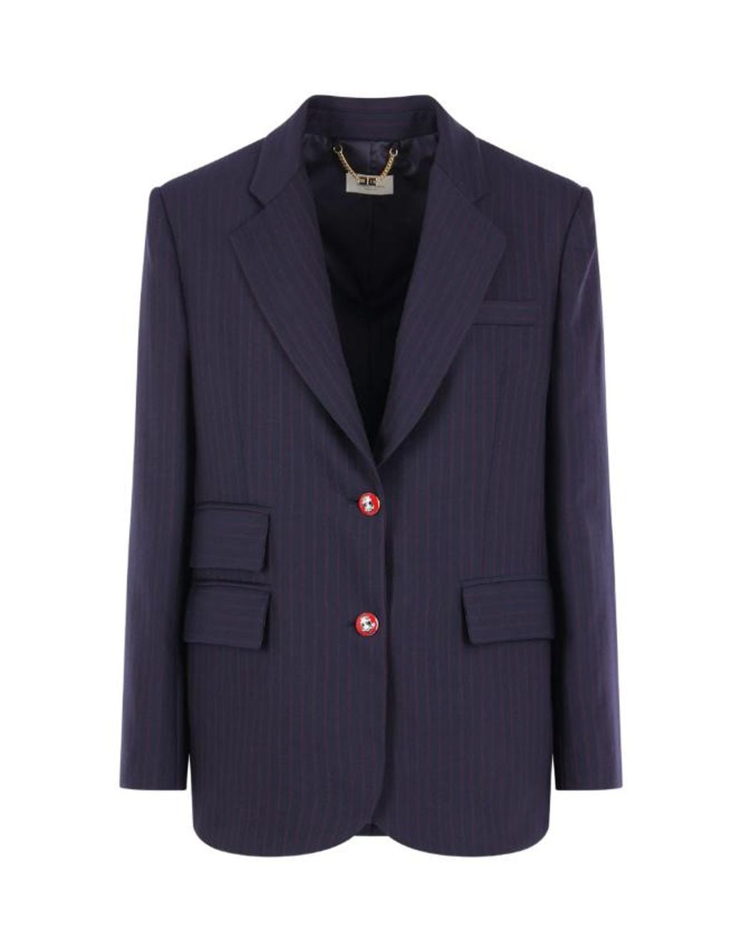 Elisabetta Franchi Blue Blazer With Logo Buttons