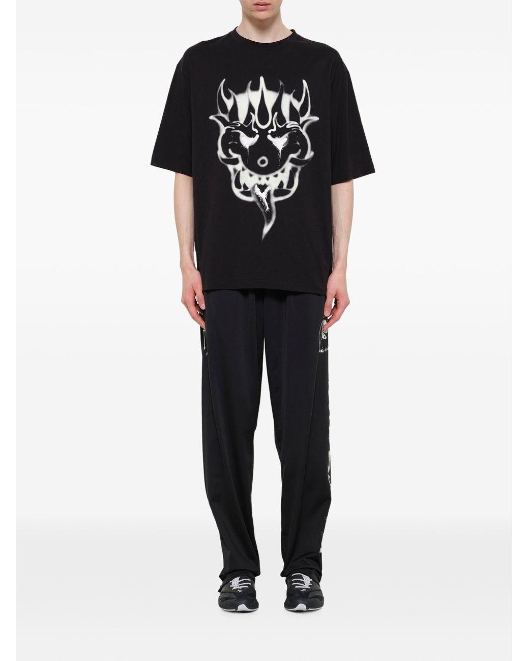 Y-3 Black Printed Cotton T Shirt