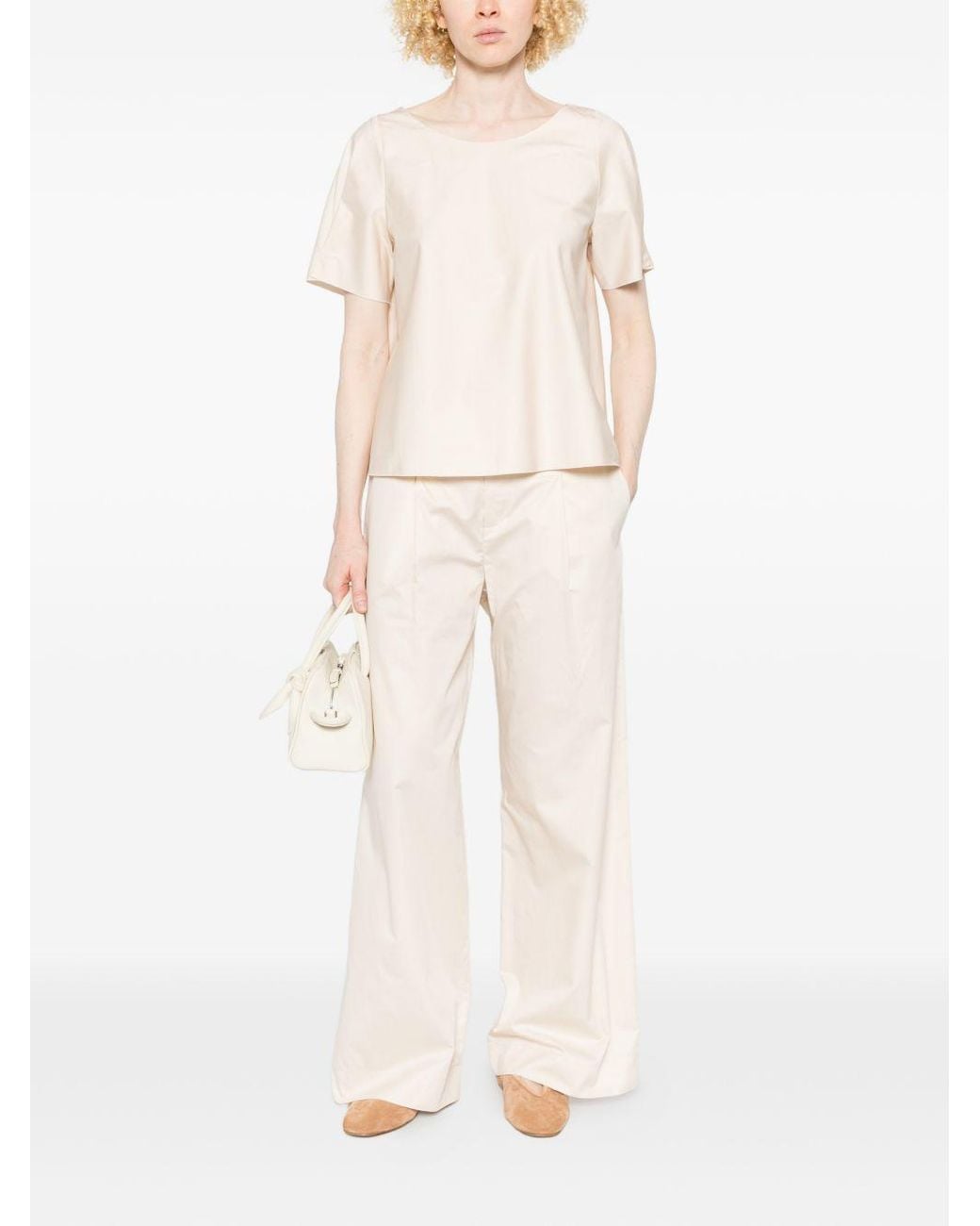 Susanne Bommer White Cotton Wide-Leg Trousers