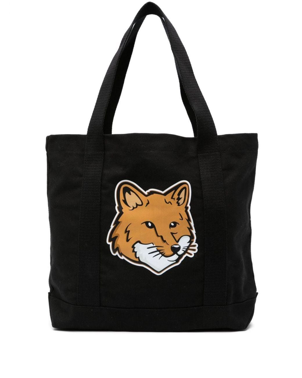 Maison Kitsuné Black Tote Bag With Print