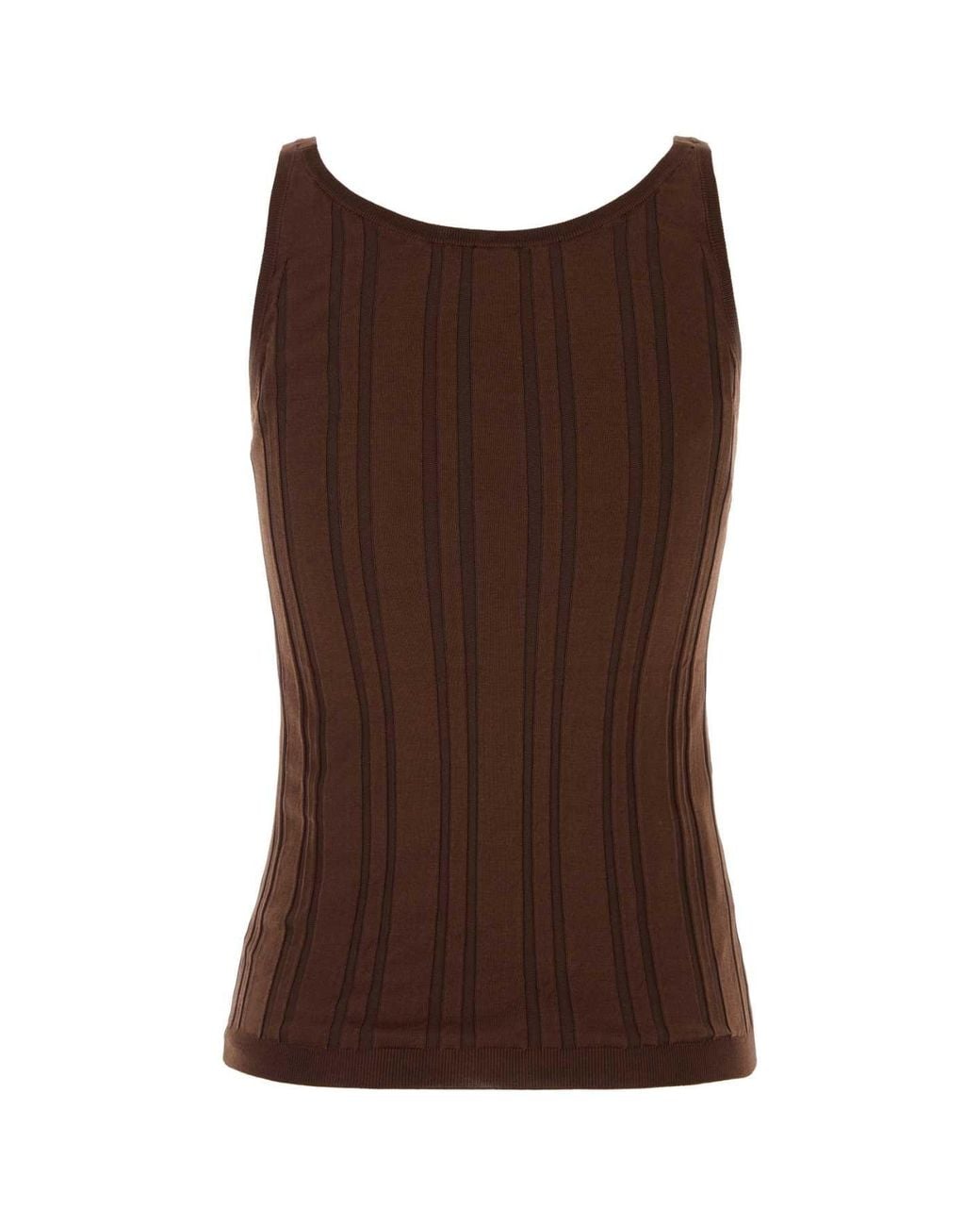 Prada Brown Knitted Scoop Neck Top