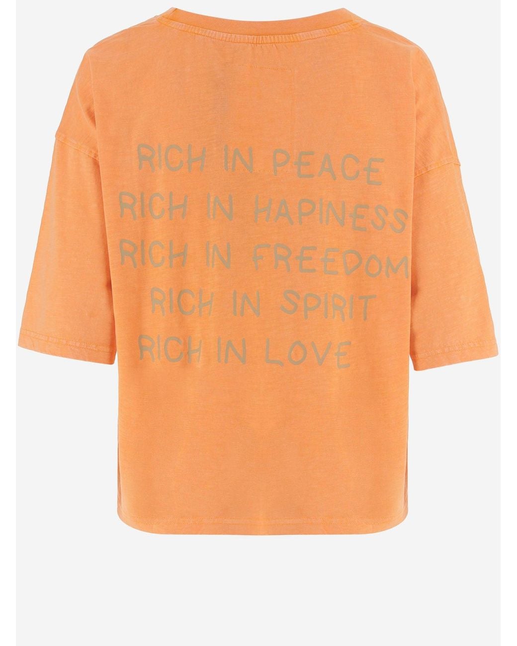 ONE TEE Orange Cotton T Shirt With Logo Print