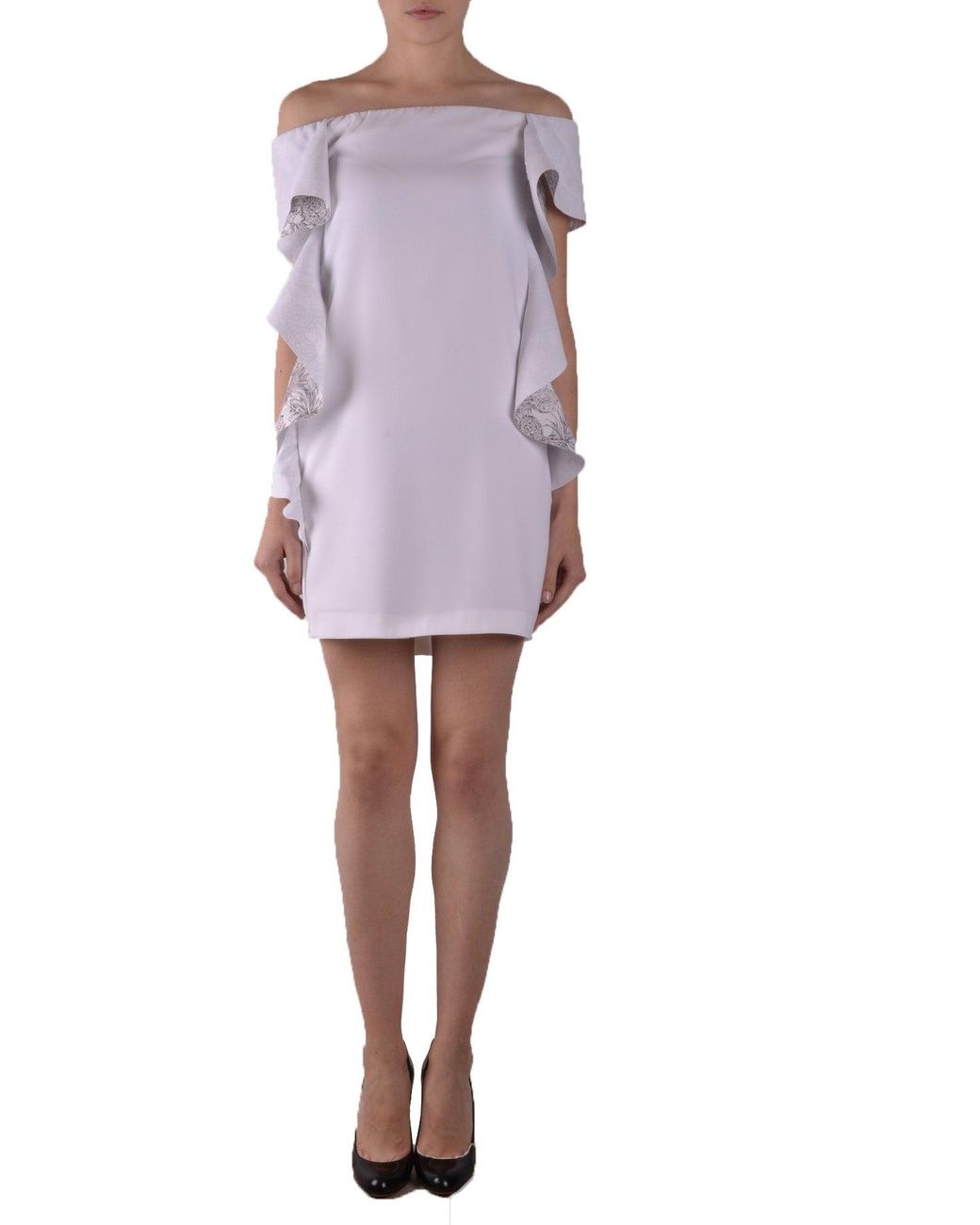 Pinko Kleedjes ,Wit ,Polyester Off-Shoulder Gelegenheidsjurk in het Purple
