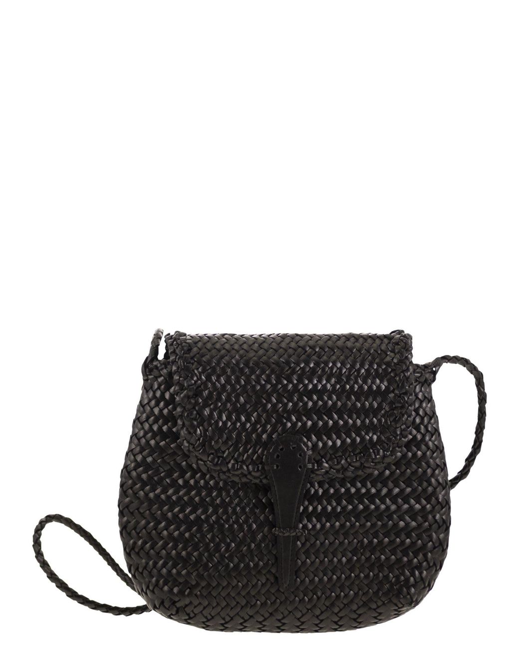 Dragon Black Mini City Bag Woven Leather Bag