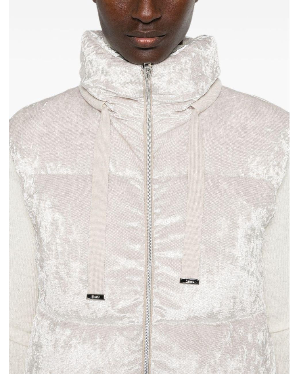 Herno White Velvet-Effect Padded Gilet