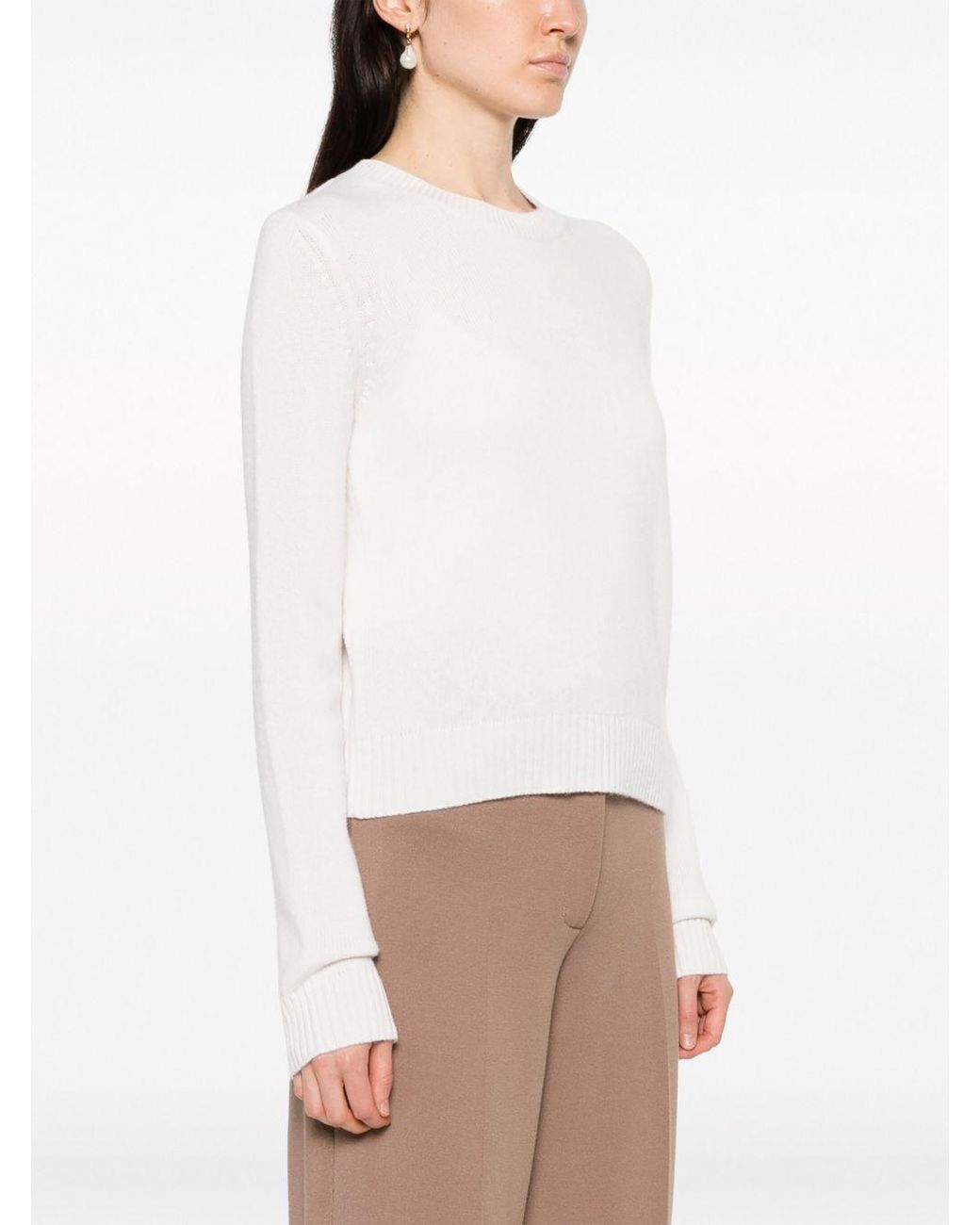 Lisa Yang White Mable Cashmere Crewneck Sweater