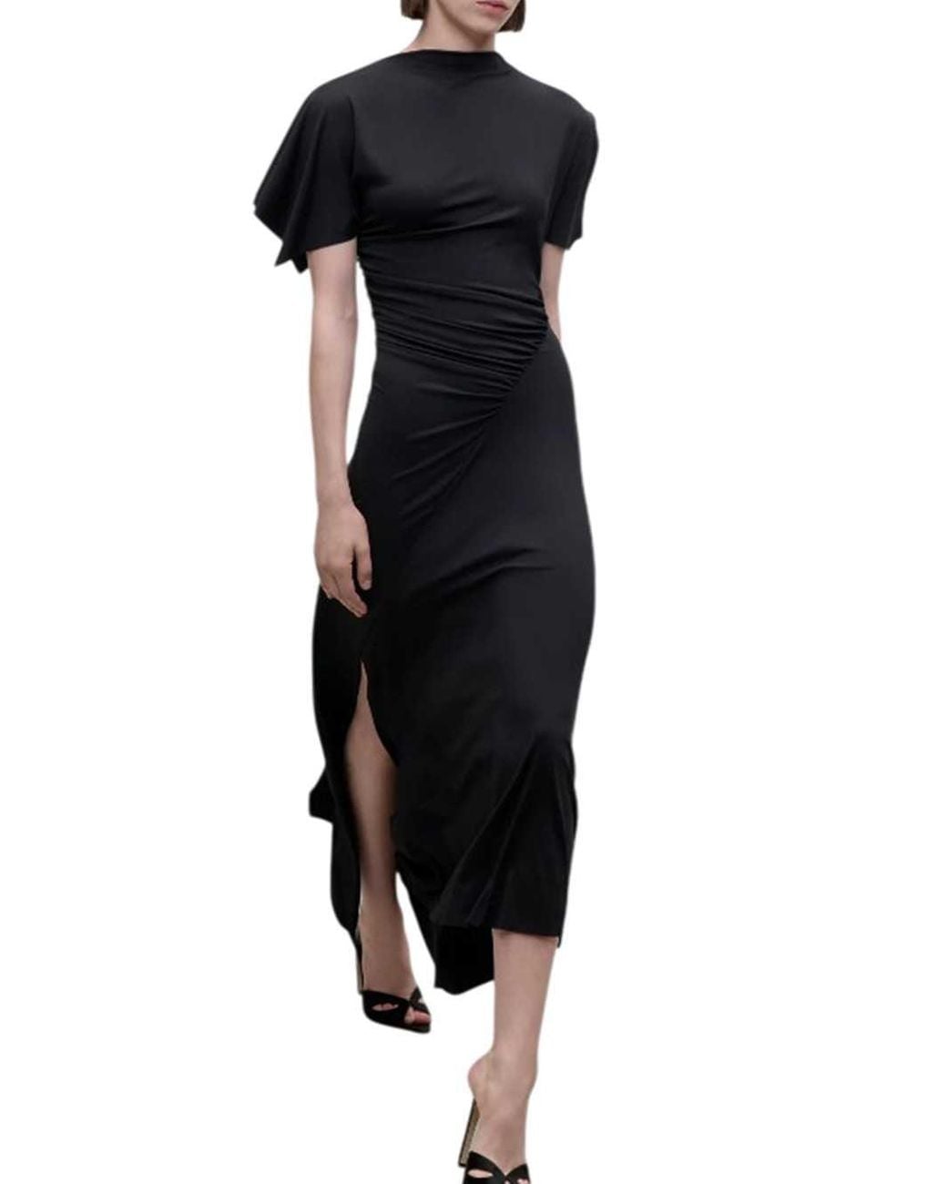 Victoria Beckham Black Draped Midi Dress