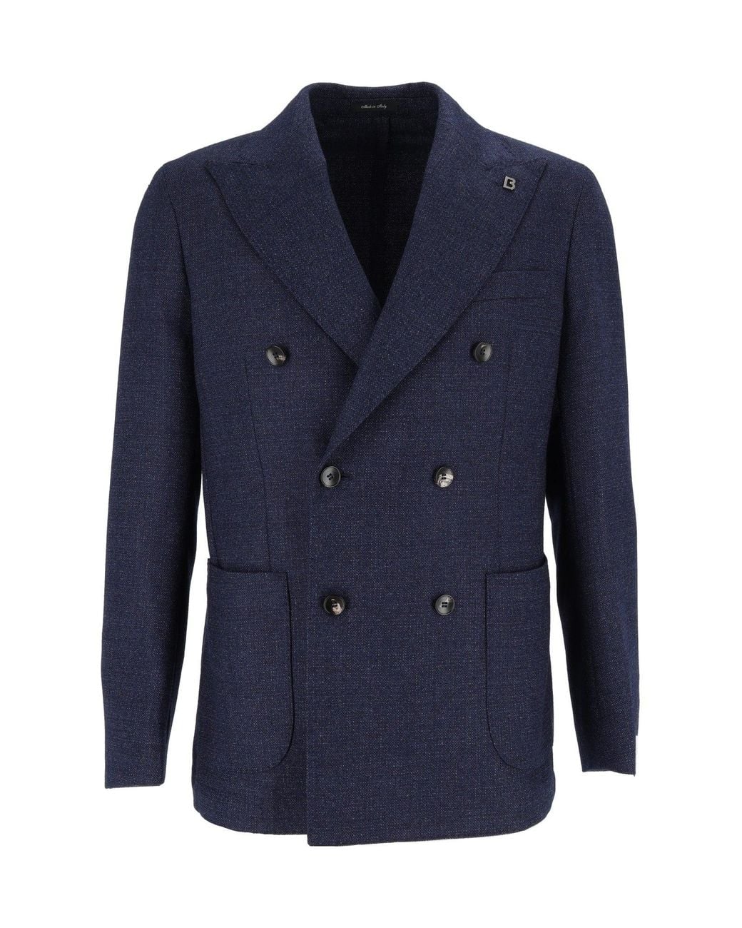 BRERAS Milano Blue Double-Breasted Jacket With Wide Lapels