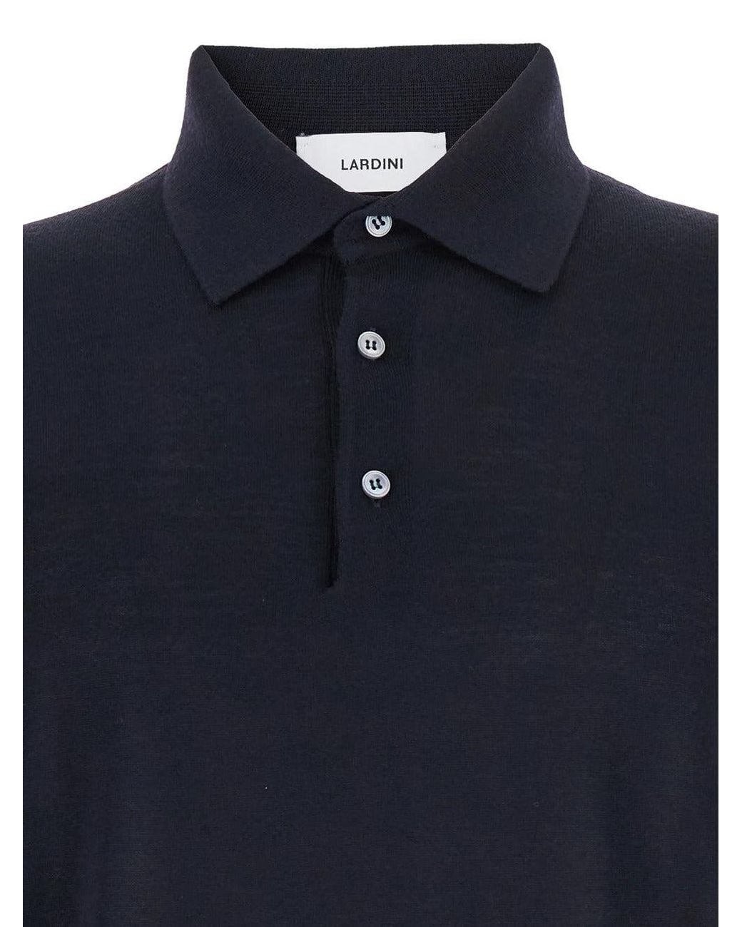 Lardini Gray Long-Sleeved Knit Polo for men