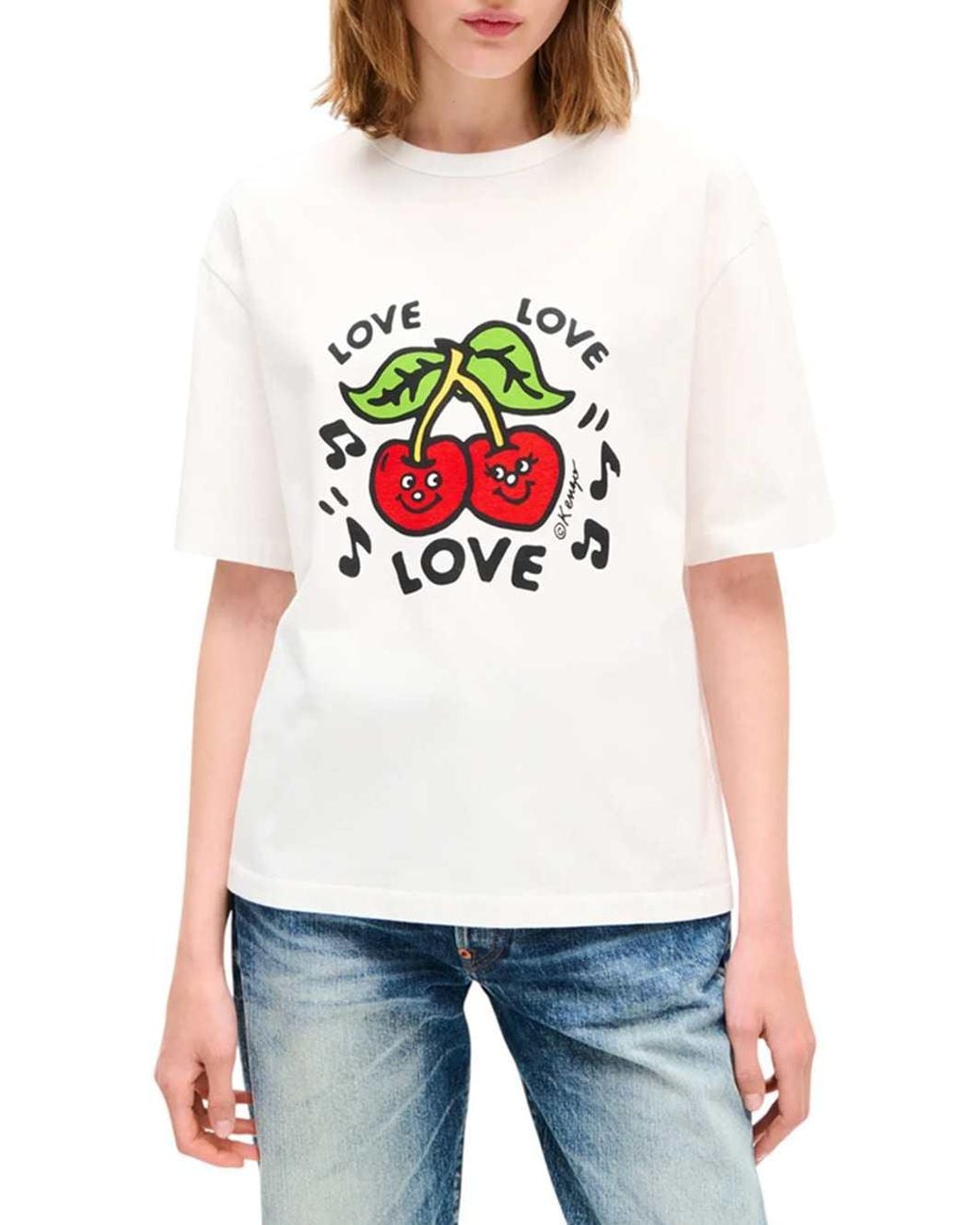 KENZO White Sounds' Embroidered Oversized Cotton T-Shirt