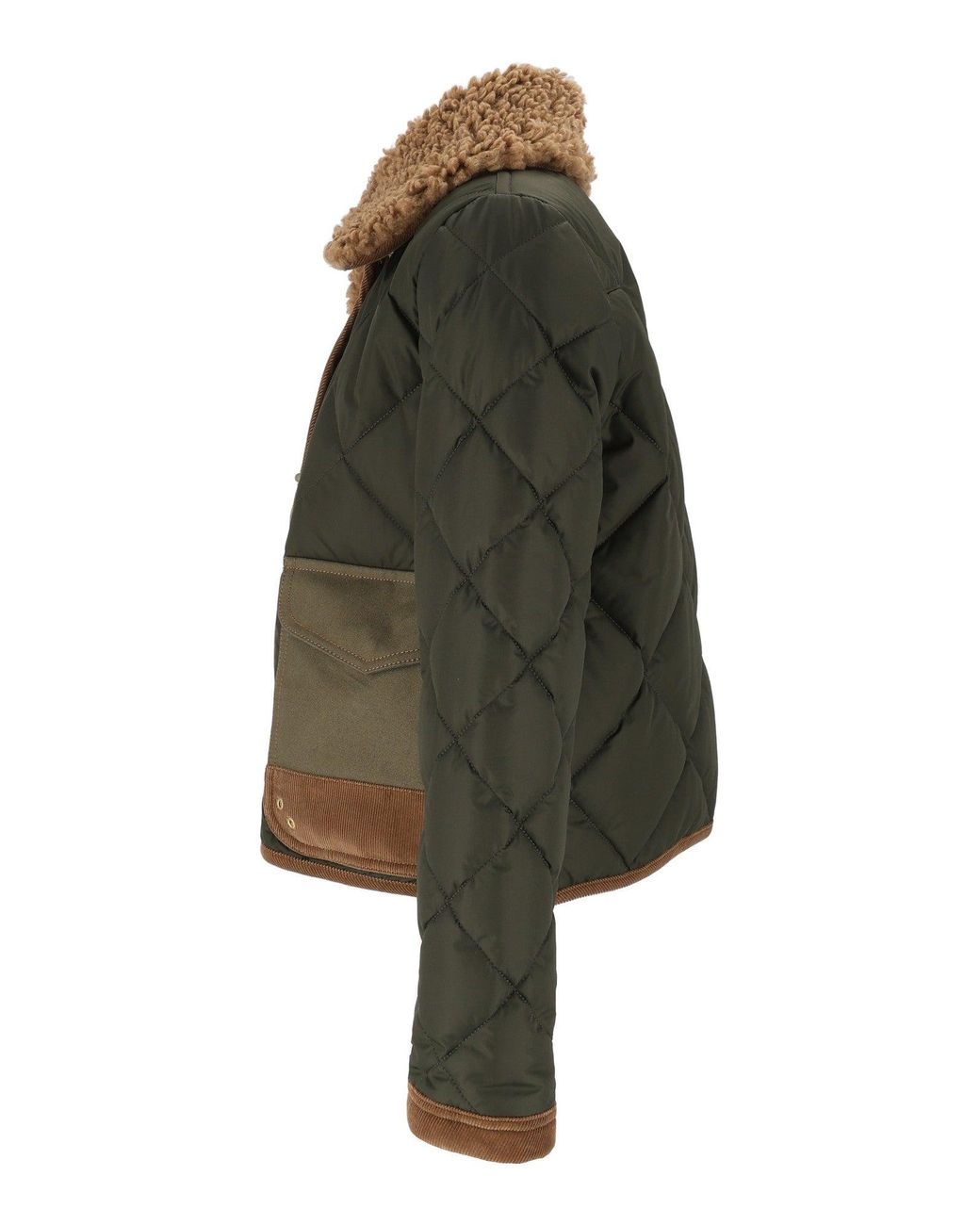 Fay Green Mini 3-Ganci Quilted Leather-Accent Jacket