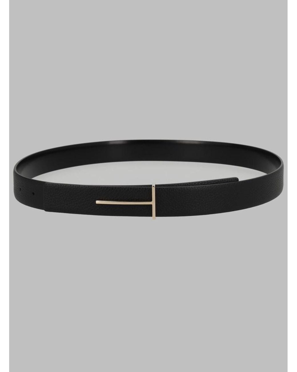 Tom Ford Metallic Leather Belt With T Buckle