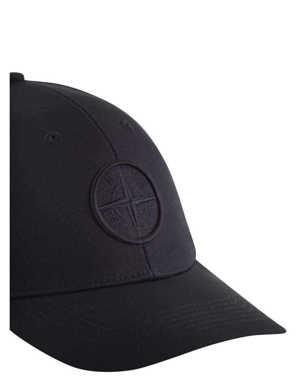 Stone Island Blue Cap With Embroidered Compass Logo for men