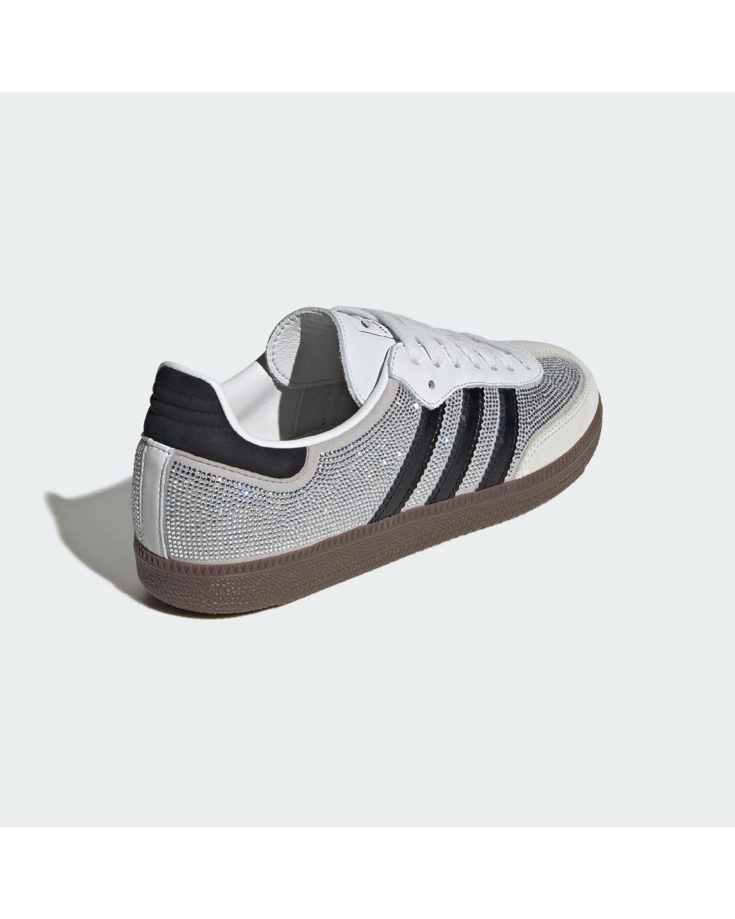 Adidas Originals Gray Rhinestone Lace-Up Sneaker With Regular Fit And 3-Stripe Serrated Heel