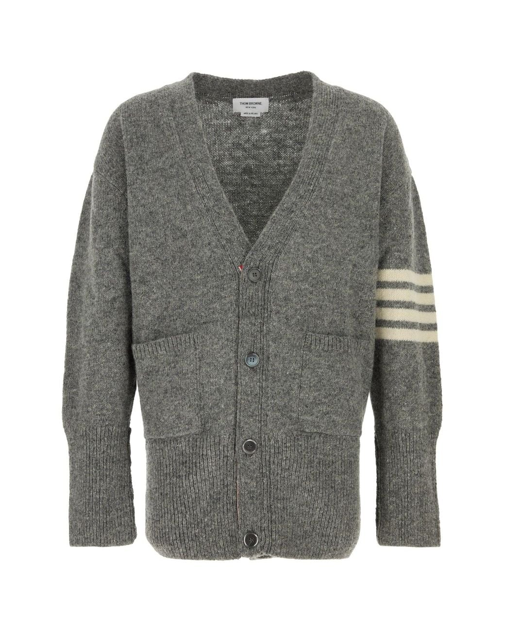 Thom Browne Gray V Neck Cardigan for men