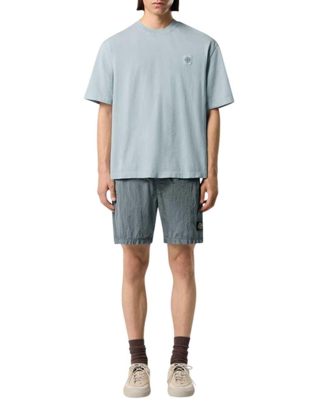 Stone Island Natural T Shirt With Logo Patch
