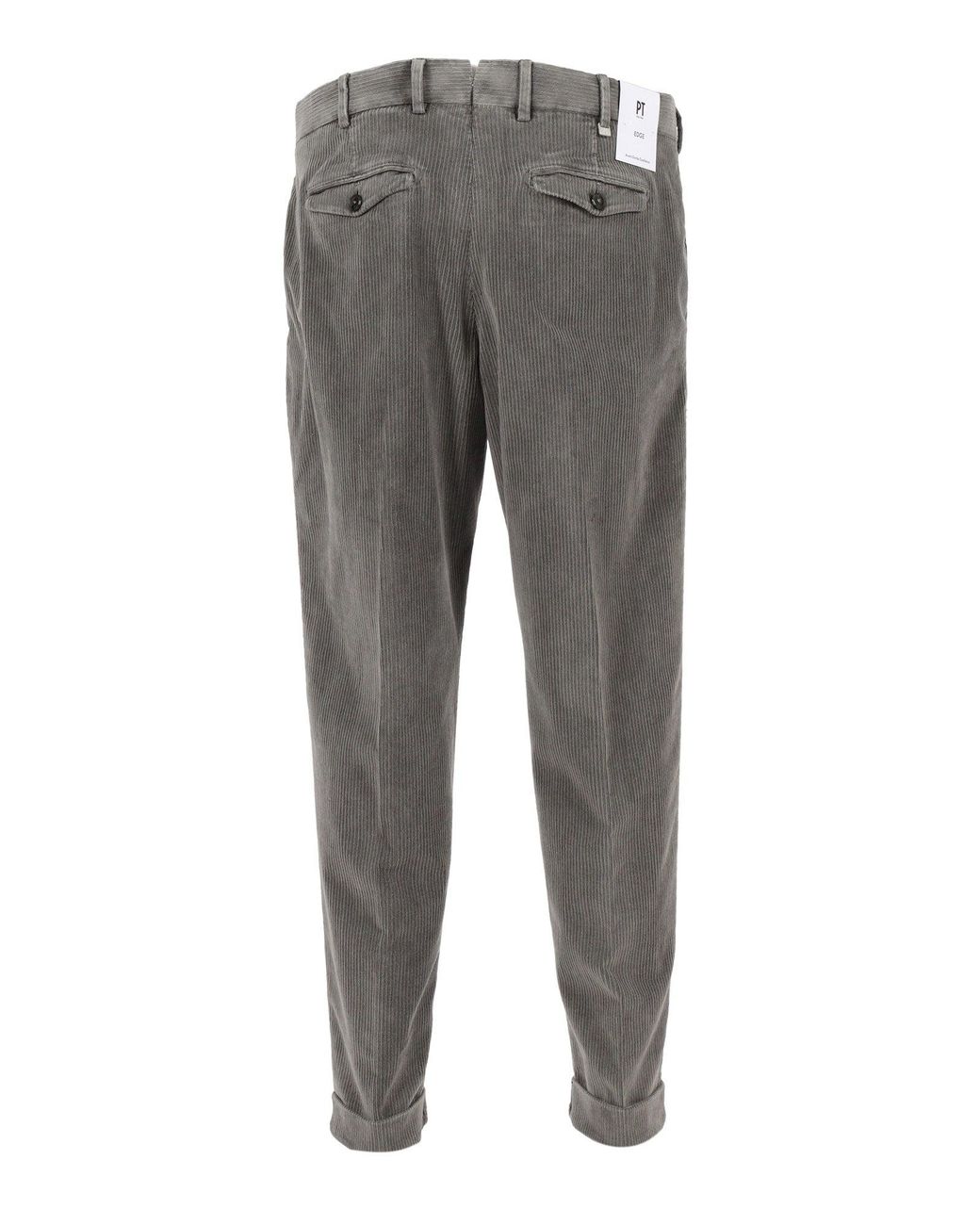 PT01 Gray Rebel 1 Pleat, Diagonal Pockets, Flap Back Pockets