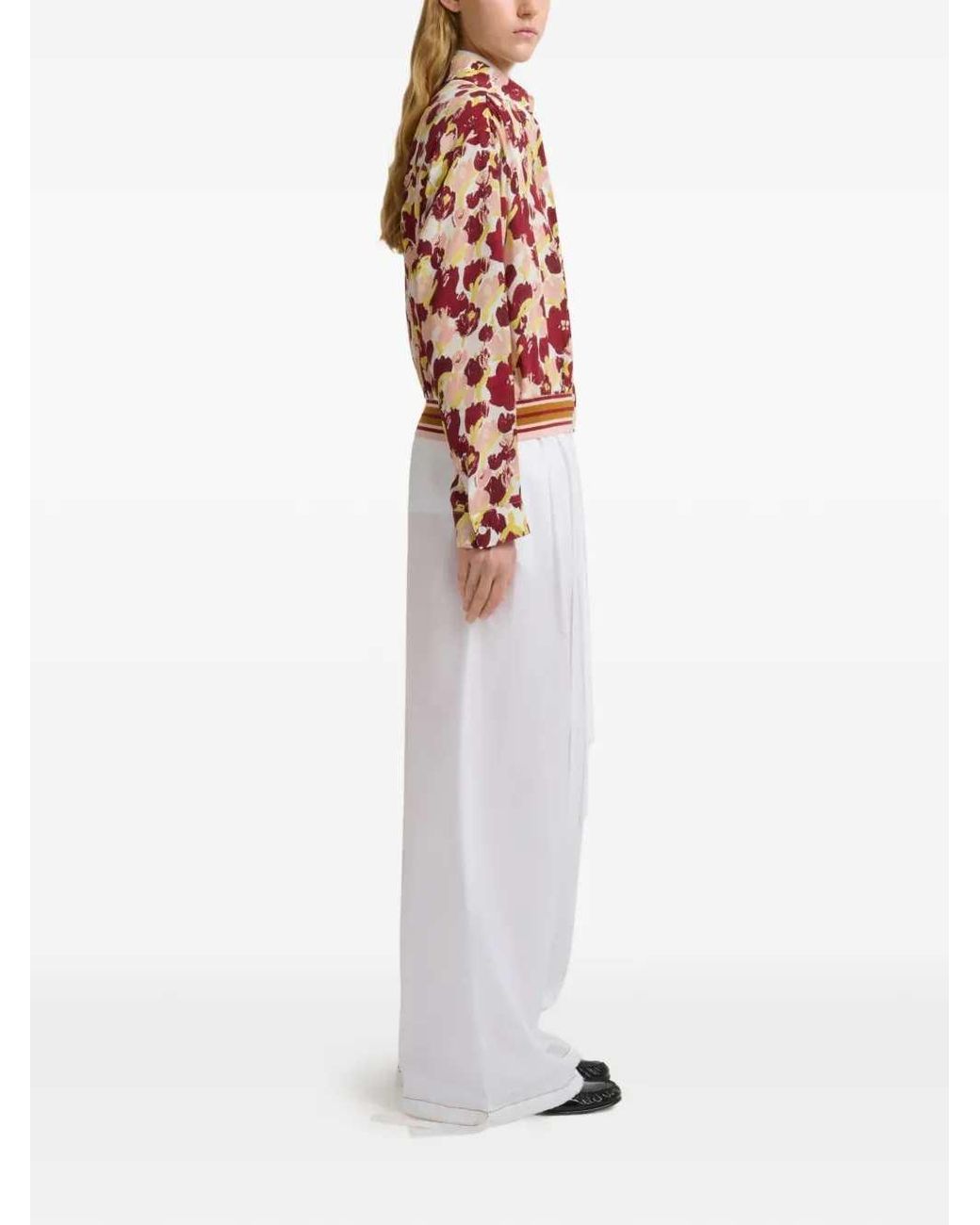 Marni Bloemen Gestreept Zijden Overhemd in het Red