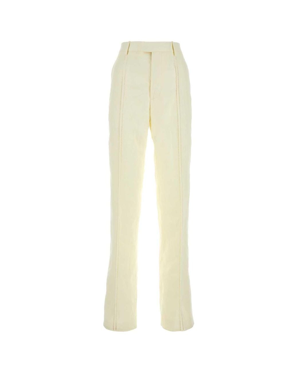Bottega Veneta White Cream Linen Pant