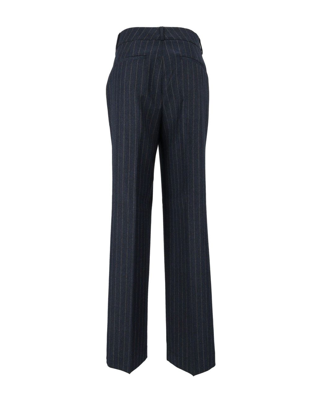 Peserico Blue Virgin Wool-Blend Pinstripe Straight-Leg Pants