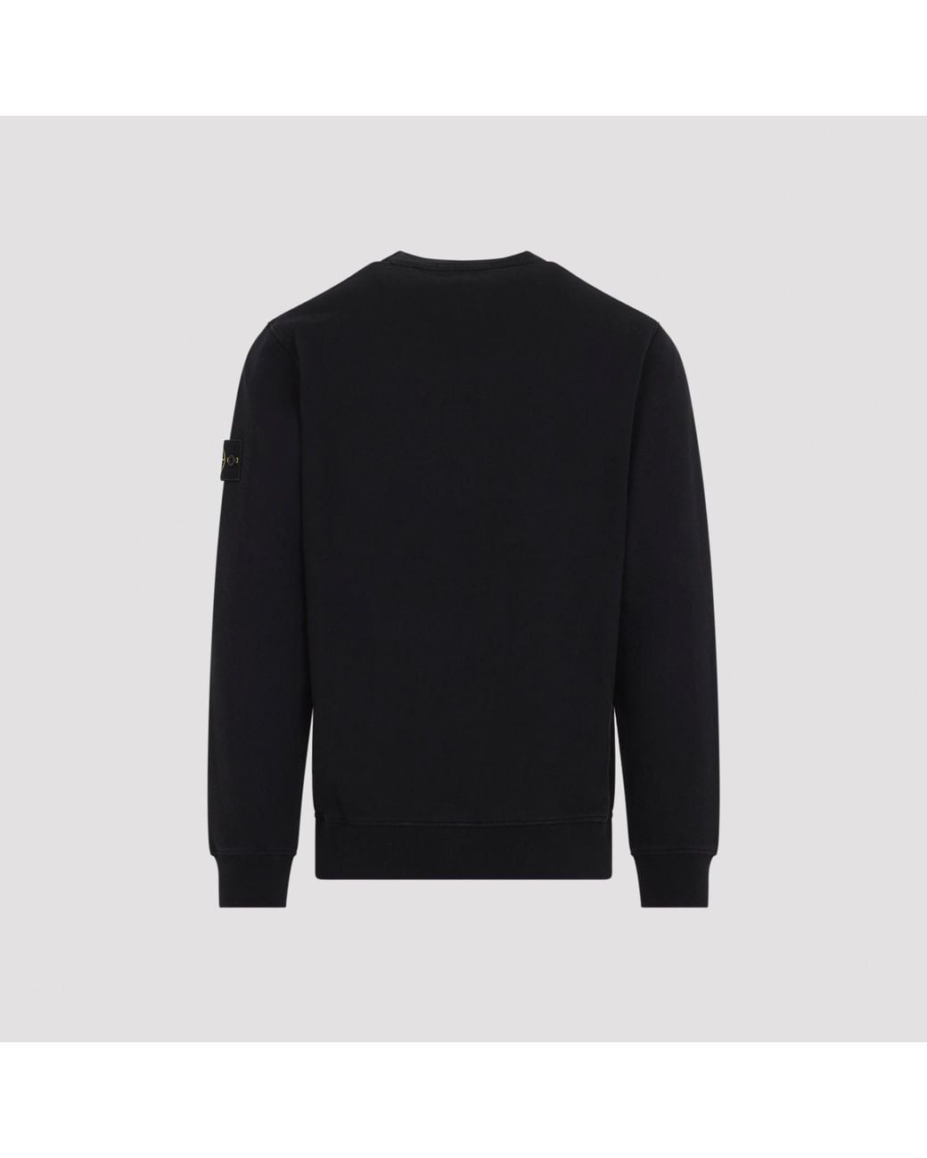 Stone Island Black Cotton Crew Neck Sweatshirt With Compass Badge for men