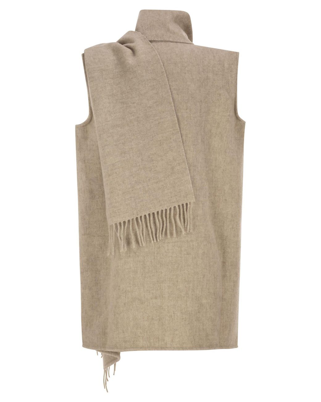 Fabiana Filippi Natural Long Gilet With Integrated Scarf Collar