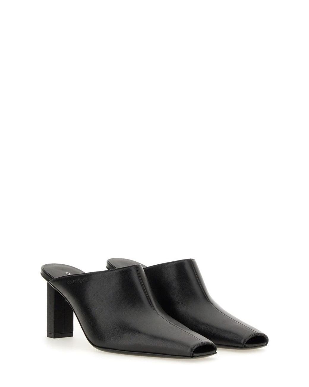 Courreges Black Pointed Toe Mules
