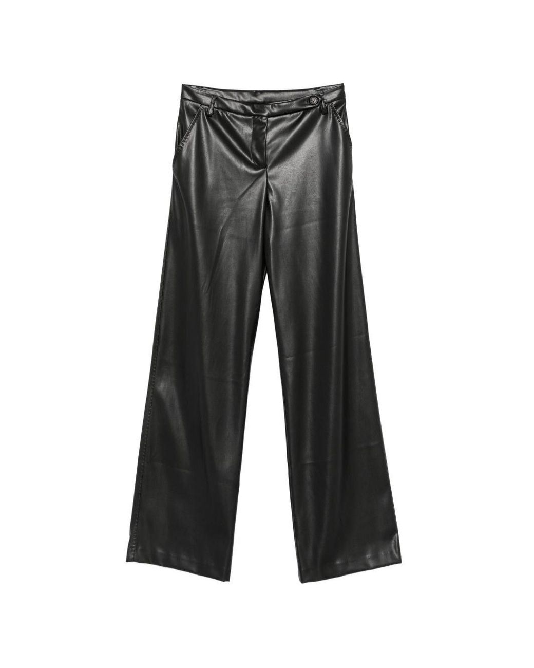 ERMANNO FIRENZE Black Faux Leather Trousers