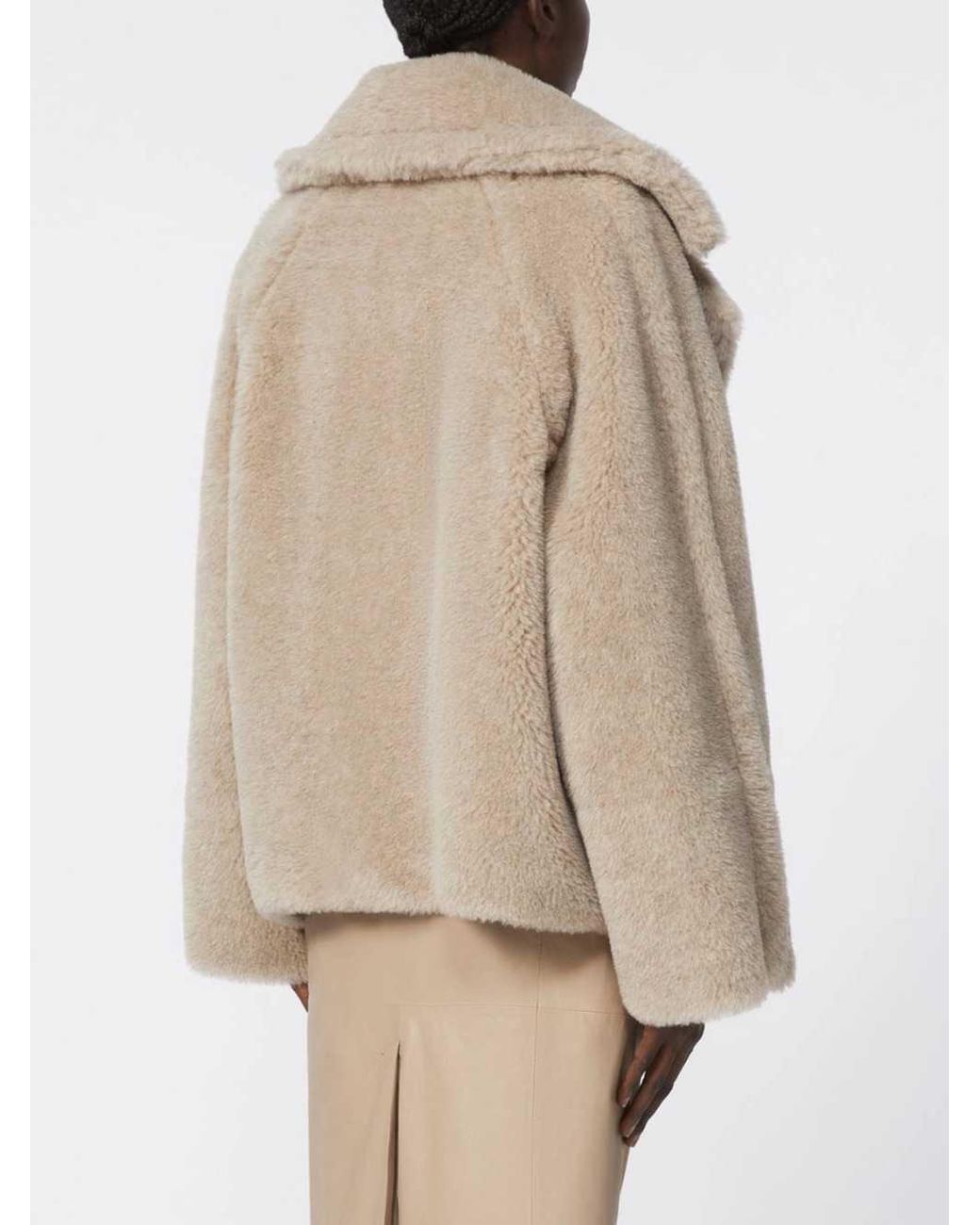 Max Mara Natural Teddymantel aus Alpaka und Kaschmir Sand