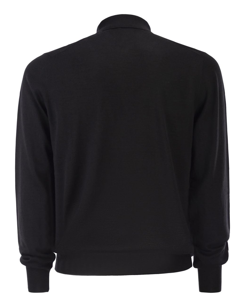 Kiton Black Long-Sleeved Wool Polo Shirt for men