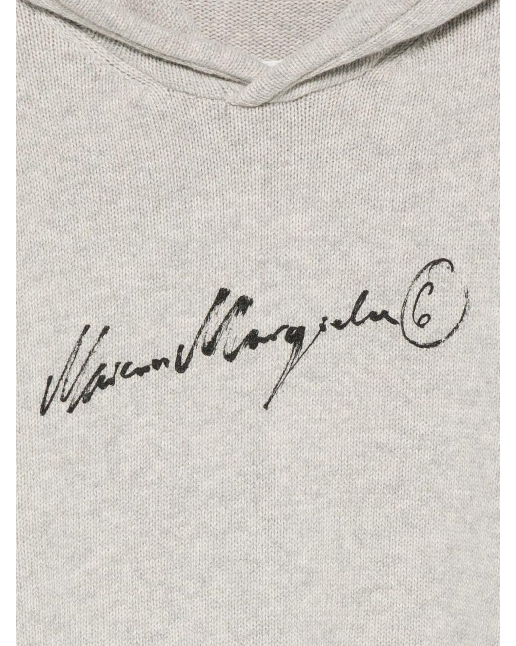 MM6 by Maison Margiela White Wool Crewneck Sweater